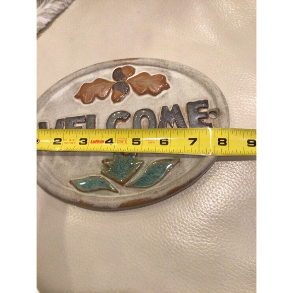 Welcome Sign For Home Clay Signed On The Back By Canterbury Pottery Co - Picture 4 of 6